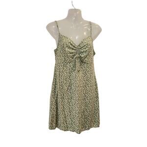 L.A. Hearts by Pacsun Ruched Front Boho Floral Daisy Mini Sundress Green Large